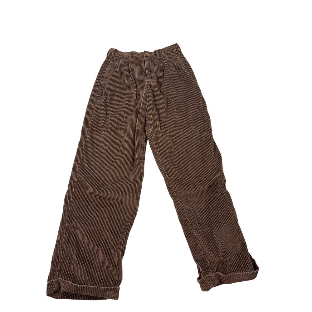 VTG Eddie Bauer women brown corduroy pleat front pants. Size 10. 1990s, Y2K